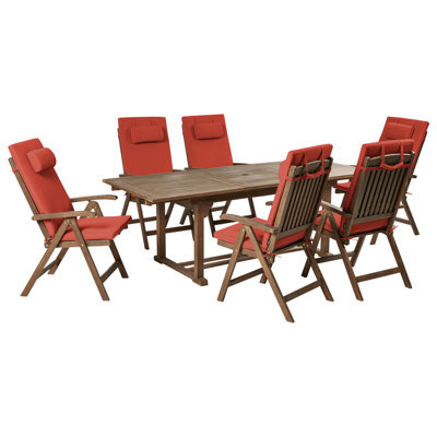 Beliani Garden Dining Set 6 Seater Amantea Premium Acacia Wood Red - image 1