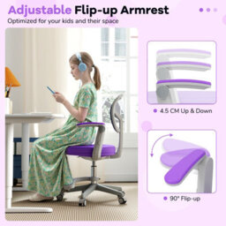 Gainoom Kids Purple Desk Chair Children Study Chair W/ Adjustable Height - thumbnail 9