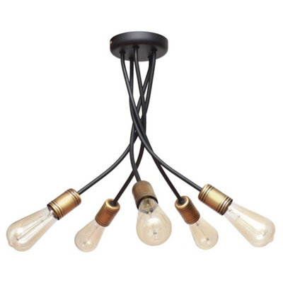 Luminosa Lighting Luminosa Harvard Multi Arm Semi Flush Ceiling Light Black, Patina 40Cm
