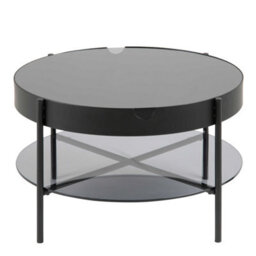 Wyld Haus Tampere Round Black Coffee Table With Grey Glass Lift Top, 75 Cm - thumbnail 4