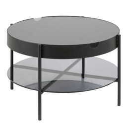 Wyld Haus Tampere Round Black Coffee Table With Grey Glass Lift Top, 75 Cm - thumbnail 3