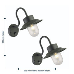 First Choice Lighting Set Of 2 Montford - Black Motion Sensor Outdoor Wall Lights - thumbnail 7