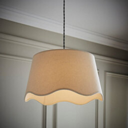 Valuelights Mabel Large Natural Scallop Edge Linen Lamp Shade And Bulb (D)45Cm - thumbnail 2
