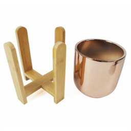 Leaf 16Cm Gold Ceramic Planter With Bamboo Stand - thumbnail 5