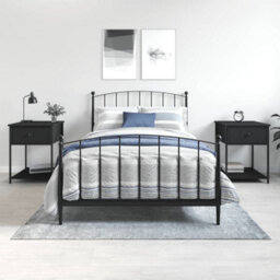 Berkfield Elegant Bedside Tables 2 Pcs Black 44X45X58 Cm Engineered Wood - thumbnail 2