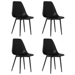 Walplus Set Of 4 Elegant Black Dining Chairs Made Of Durable Pp - thumbnail 2