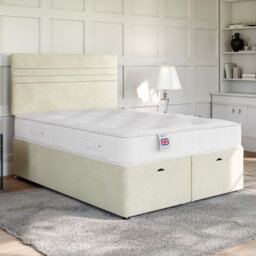 Divan Base Direct Lino Stone Ottoman Divan 3Ft Single Side Lift Ottoman + Richmond Strutted Headboard - thumbnail 2