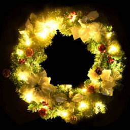 Berkfield Christmas Wreath With Led Lights Green 60 Cm Pvc - thumbnail 4