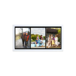 AK Frames 16X8 Walnut Sleek Multi Photo Frame With Black Mount - Holds 3 Apertures (3X) 7X5 Photos