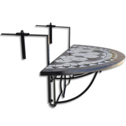 Berkfield Hanging Balcony Table Black And White Mosaic - thumbnail 3