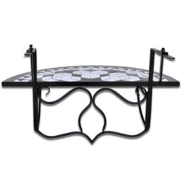 Berkfield Hanging Balcony Table Black And White Mosaic - thumbnail 5