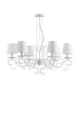 Luminosa Lighting Luminosa Perla 6 Light Chandeliers With Shades White, K9 Crystals 82Cm