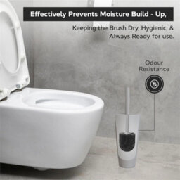 Toilet Brush & Holder Grey Flexible Bristles For Deep Cleaning - thumbnail 3