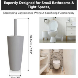 Toilet Brush & Holder Grey Flexible Bristles For Deep Cleaning - thumbnail 2