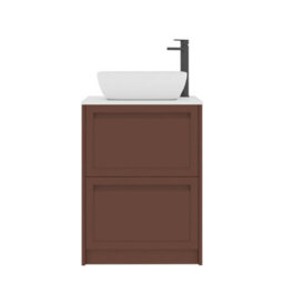 Royal Bathrooms Royal Bathroom Elmore 600mm Terracotta Clay Freestanding Bathroom Vanity Unit 2 Drawer Plain White Worktop With Elva Basin - thumbnail 7