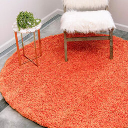 Bravich Orange Thick Shaggy Circle Rug - California - 150Cm - thumbnail 2