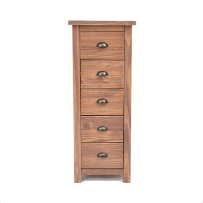 Cabinet Bits Padua 5 Drawer Narrow Chest Of Drawers Brass Cup Handle - image 1
