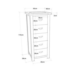 Cabinet Bits Padua 5 Drawer Narrow Chest Of Drawers Brass Cup Handle - thumbnail 8