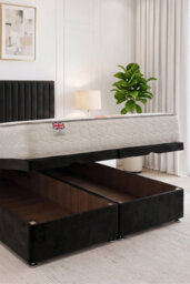 "Knight Sleep Emily Ottoman Bed Black Plush 6Ft With Mattress & 24""headboard - Super King" - thumbnail 2