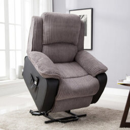 More4Homes Postana Dual Motor Electric Rise Recliner Jumbo Cord Fabric Armchair Electric Lift Riser Chair (Grey)