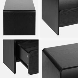 Sweeek - 110Cm Tv Unit Rounded Wood Effect 2 Drawers  Milo Black 110X55X45 Cm - thumbnail 2