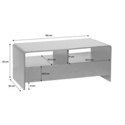 Sweeek - 110Cm Tv Unit Rounded Wood Effect 2 Drawers  Milo Black 110X55X45 Cm - thumbnail 6