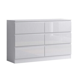 Fwstyle Carlton White Gloss 6 Drawer Chest (H) 77Cm (W) 110Cm (D) 40Cm - thumbnail 5