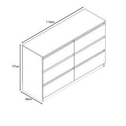 Fwstyle Carlton White Gloss 6 Drawer Chest (H) 77Cm (W) 110Cm (D) 40Cm - thumbnail 7