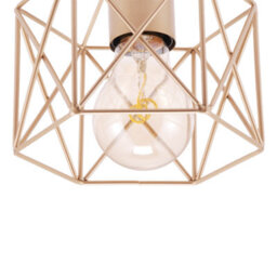Happy Homewares Vintage Industrial Satin Gold Ceiling Lighting Fitting With Wire Cage Design - thumbnail 5