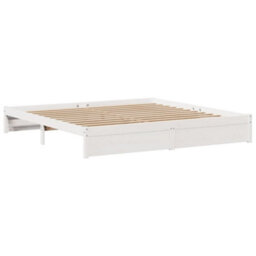 Berkfield Bed Frame With Headboard Without Mattress White 180X200 Cm Super King - thumbnail 5