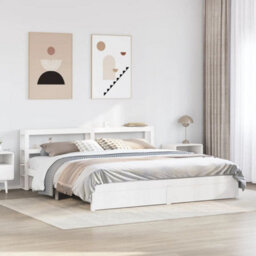 Berkfield Bed Frame With Headboard Without Mattress White 180X200 Cm Super King
