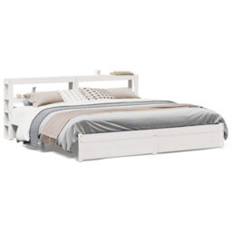 Berkfield Bed Frame With Headboard Without Mattress White 180X200 Cm Super King - thumbnail 2