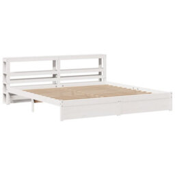 Berkfield Bed Frame With Headboard Without Mattress White 180X200 Cm Super King - thumbnail 3