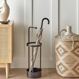 Wyld And Coco Black Iron Umbrella Stand For Hallway, Compact Narrow Design W21 X D21 X H66Cm - thumbnail 2