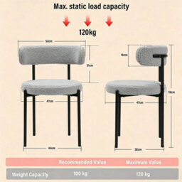 2Pcs Dining Chairs,mid Century Round Upholstered Boucle Kitchen - thumbnail 2