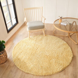 Livabliss Round Moda Shaggy-Solid Color Yellow Plush Soft Pile Living Bedroom Rug 160 X 160 Cm Easy Care, Non Shedding - thumbnail 2