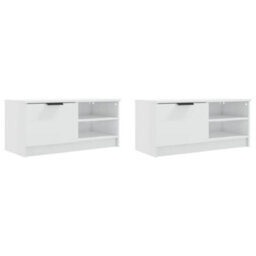 Berkfield Tv Cabinets 2 Pcs High Gloss White 80X35X36.5Cm Engineered Wood - thumbnail 4