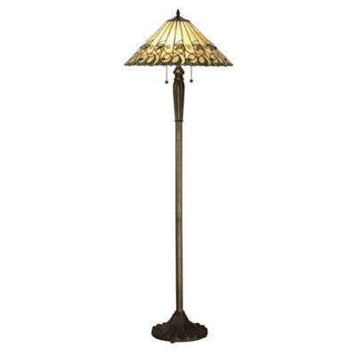 Luminosa Lighting Luminosa Jamelia 2 Light Floor Lamp Tiffany Glass, Dark Bronze Paint With Highlights, E27 - image 1