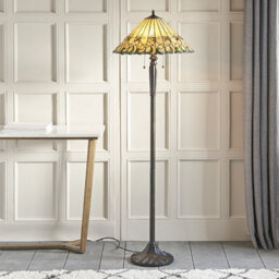 Luminosa Lighting Luminosa Jamelia 2 Light Floor Lamp Tiffany Glass, Dark Bronze Paint With Highlights, E27 - thumbnail 2