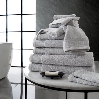Gc Gaveno Cavailia 2 Piece Greek Emb Bath Sheet 80X140 Grey Egyptian Cotton Quick Dry Large Bath Towel - image 1