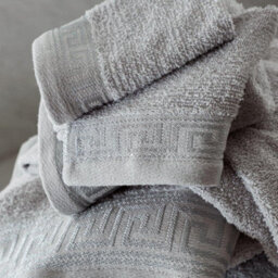 Gc Gaveno Cavailia 2 Piece Greek Emb Bath Sheet 80X140 Grey Egyptian Cotton Quick Dry Large Bath Towel - thumbnail 3
