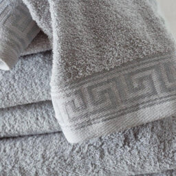 Gc Gaveno Cavailia 2 Piece Greek Emb Bath Sheet 80X140 Grey Egyptian Cotton Quick Dry Large Bath Towel - thumbnail 2