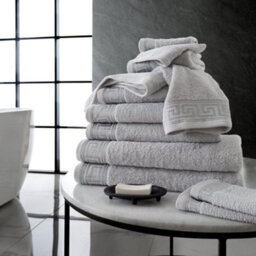 Gc Gaveno Cavailia 2 Piece Greek Emb Bath Sheet 80X140 Grey Egyptian Cotton Quick Dry Large Bath Towel - thumbnail 1