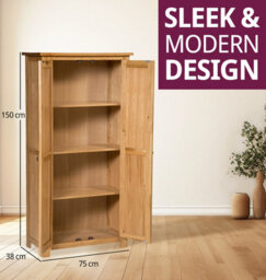 Hallowood Furniture Waverly Oak Cupboard 2 Door 3 Shelf Medium Cupboard - thumbnail 3
