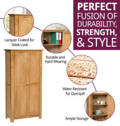 Hallowood Furniture Waverly Oak Cupboard 2 Door 3 Shelf Medium Cupboard - thumbnail 2