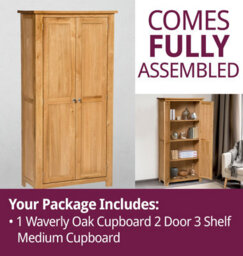 Hallowood Furniture Waverly Oak Cupboard 2 Door 3 Shelf Medium Cupboard - thumbnail 7