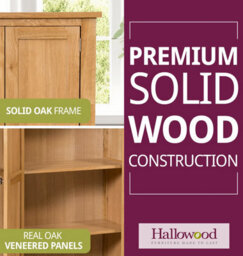 Hallowood Furniture Waverly Oak Cupboard 2 Door 3 Shelf Medium Cupboard - thumbnail 4