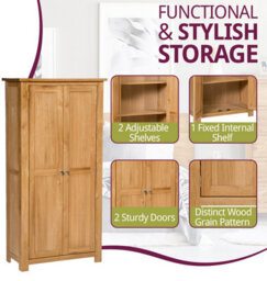 Hallowood Furniture Waverly Oak Cupboard 2 Door 3 Shelf Medium Cupboard - thumbnail 5