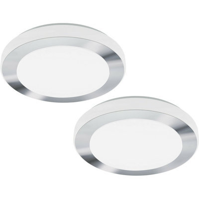 Modern 2 Pack White Chrome Led Ceiling Lights - 16W Flush Mount - image 1