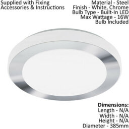 Modern 2 Pack White Chrome Led Ceiling Lights - 16W Flush Mount - thumbnail 2